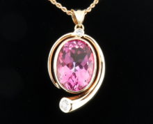 Pink Topaz & Diamond pendant