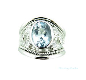 Aquamarine Diamond Ring