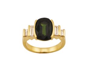 Green Sapphire & Diamond Ring