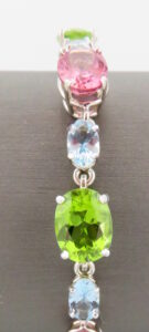 Peridot, Topaz and Pink Spinel bracelet
