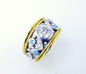 Diamond blue Zircon ring